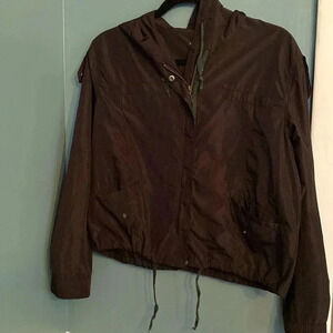 Brandy Melville cropped black rain jacket/windbreaker - zip up - s/m